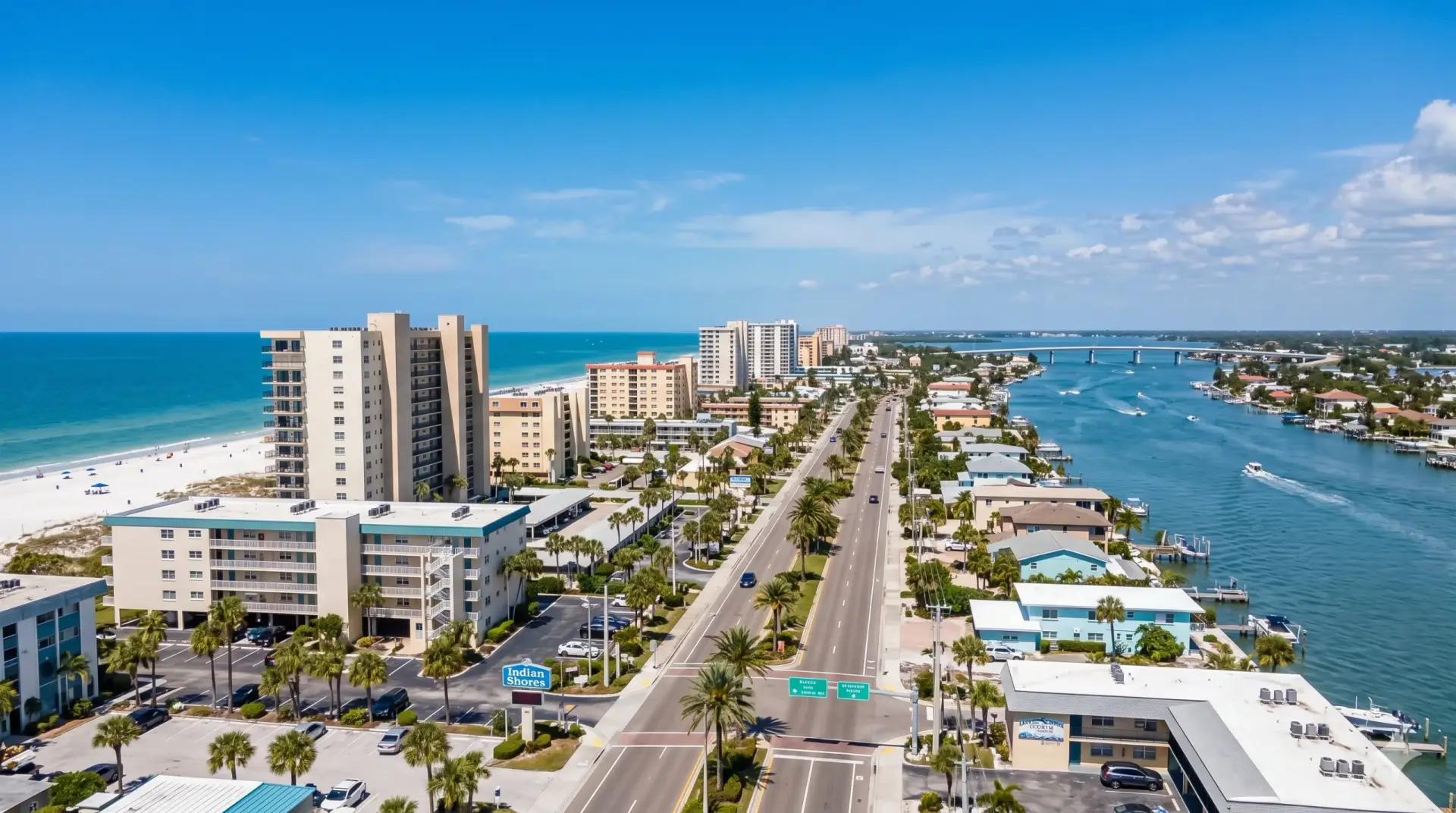 Aerial view of coastal properties offering premium Tile Installation Indian Shores.